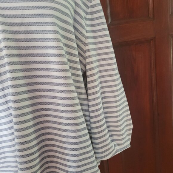 Talbots Womens XL Striped 3/4 Sleeve Cotton Blend Top - Picture 3 of 6